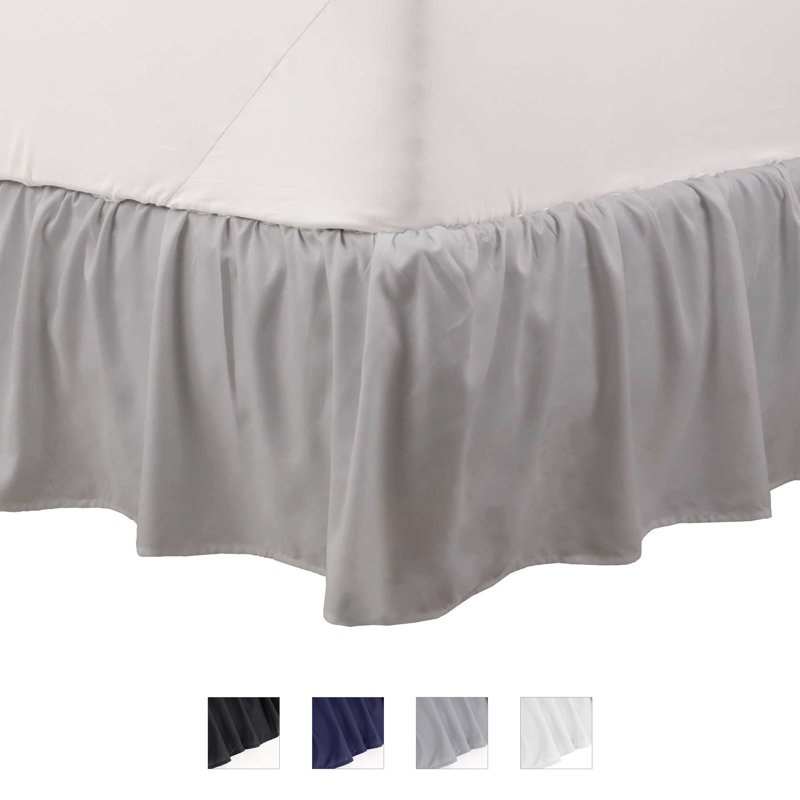 Martex Bed Skirt Easy Fit Lightweight 100% Microfiber Dust Hotel Quality, Queen Ruffled, Light Gray