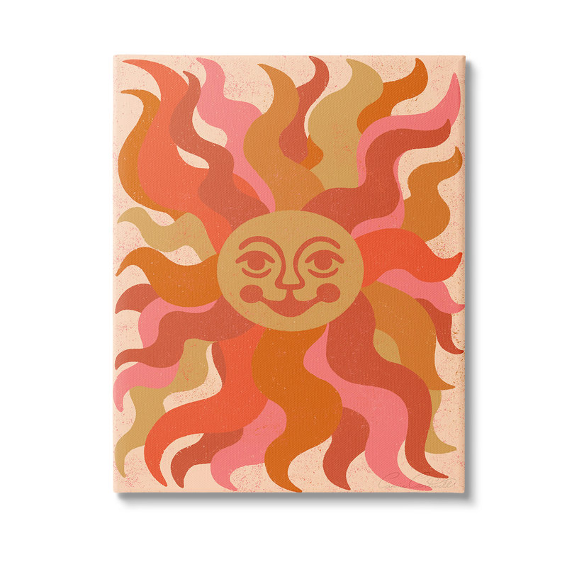 Art mural céleste "Soleil souriant" par Carrie Cantwell, H 40 po x l 30 po x P 1,5 po, Toile tendue