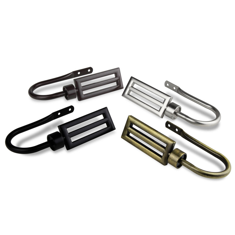 Cocoa Metal and Resin Hook Curtain Holdback Set
