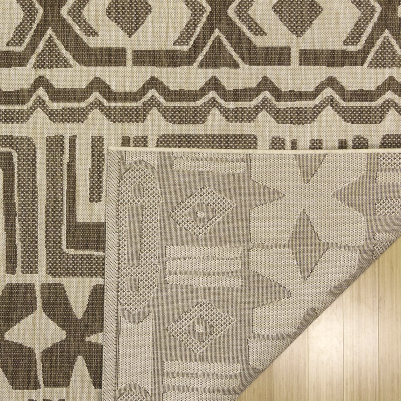 Reyn Spooner Tradewinds Huli Brown Hawaiian Tropical Polypropylene Flatweave Indoor/ Outdoor All Weather Area Rug