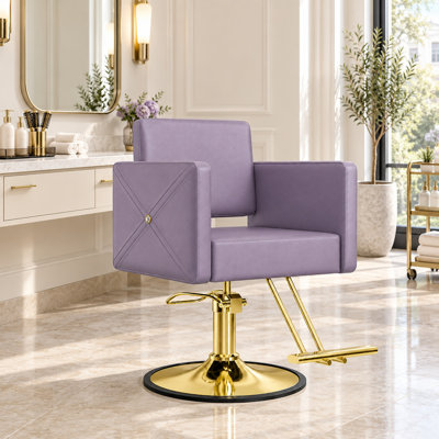  Hydraulic Salon Chair for Hair Stylist, PU Leather Styling Chair with 360° Rotation, Adjustable Height