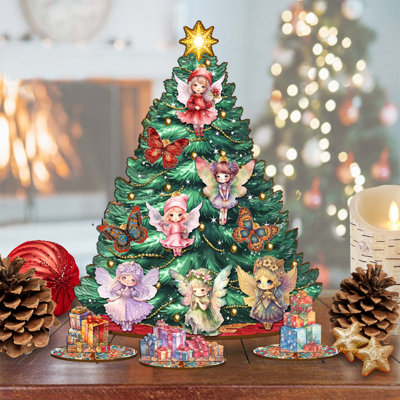 Arbre de Noël de table à thème de fées et de papillons, par F.Debrekht