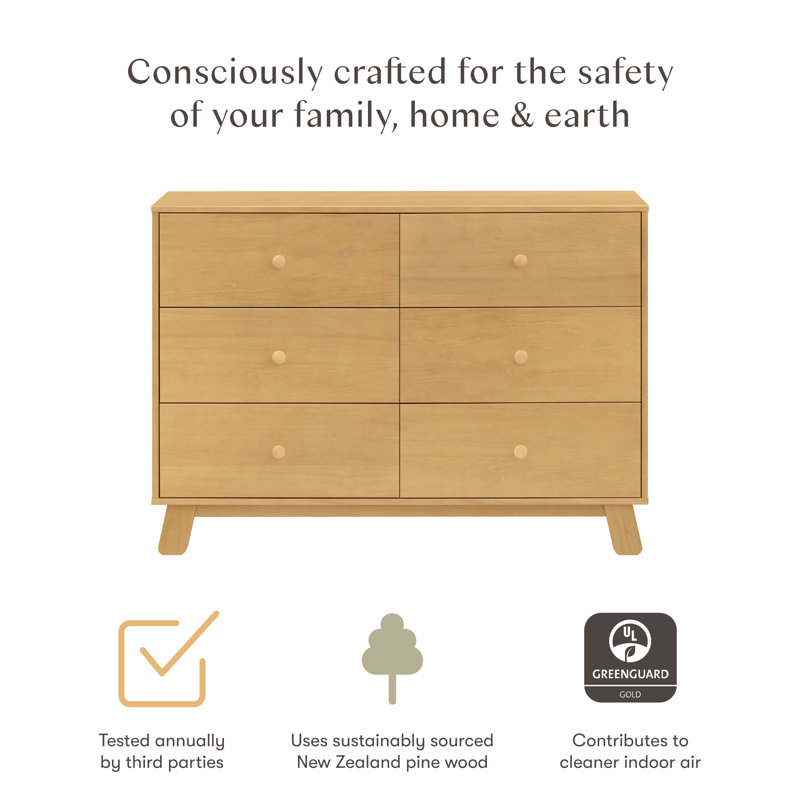 Hudson Modern 6-Drawer Assembled Double Dresser, Natural