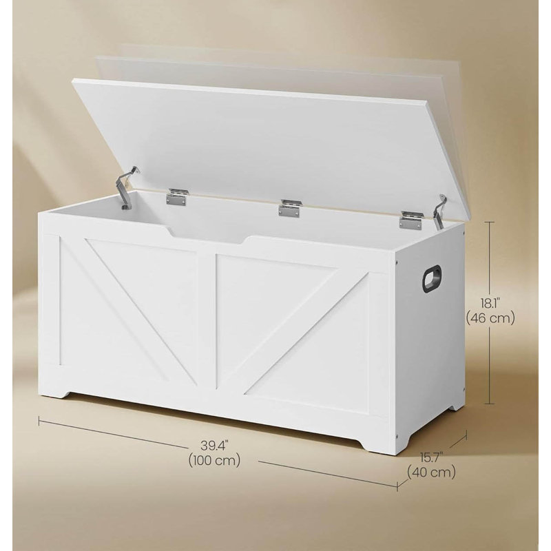Wood Storage Bench, White