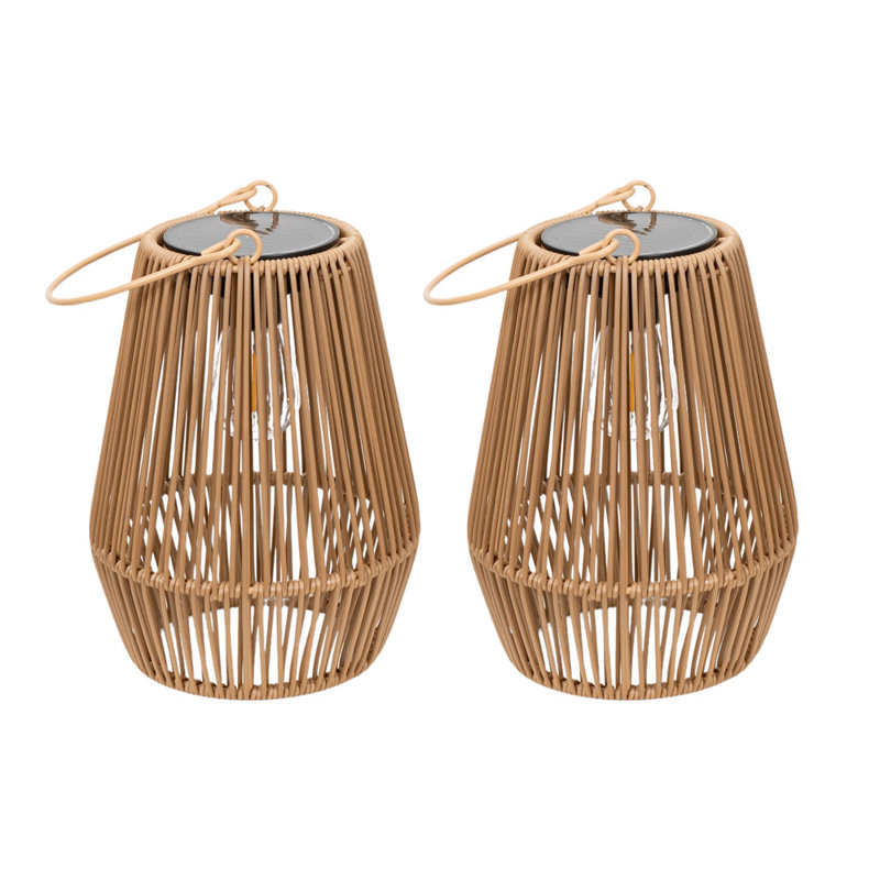 Natural Faux Bamboo Solar Powered Outdoor 2 Pack G 31.8cm Solar Powered Integrated LED Outdoor Lantern