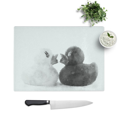 Rubber Ducks Opposites Attract Painting Chopping Board