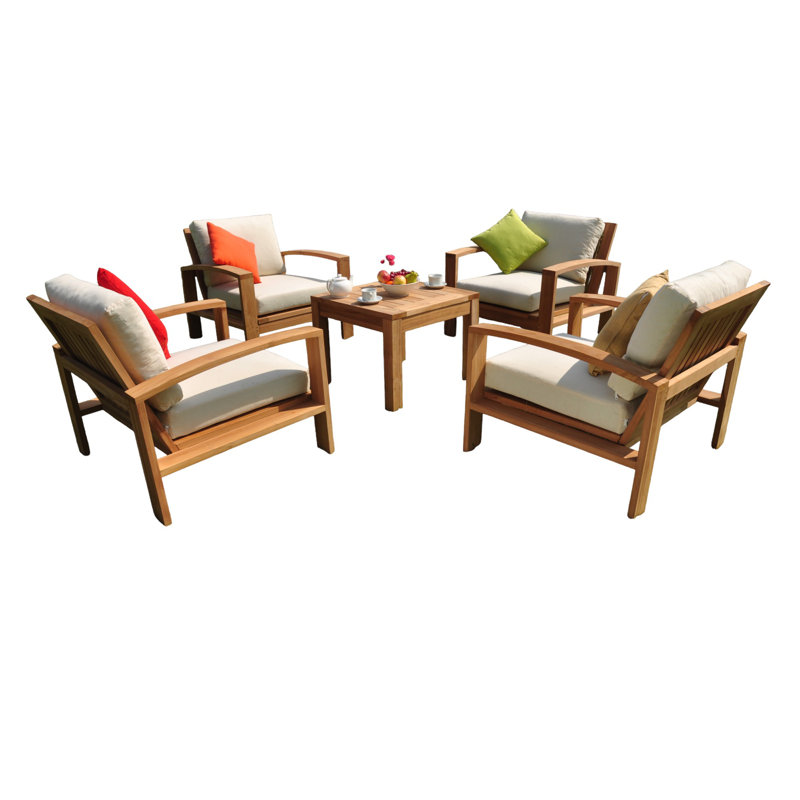 Teak 4-Seat Outdoor Patio Set with Sunbrella Cushions