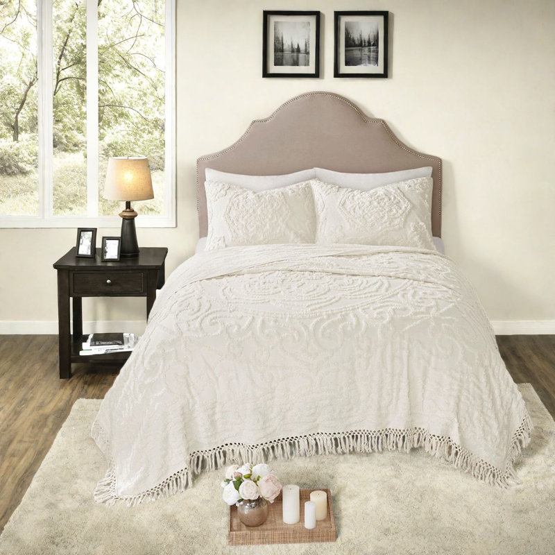 Ensembles de literie en coton Shabby Chic, chenille touffetée, style bohème pour l'été
