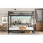 Grand lit superposé simple en mezzanine / lit mezzanine avec bureau et tablettes, multiples utilisations se pliant dans un canapé avec DEL et USB, noir
