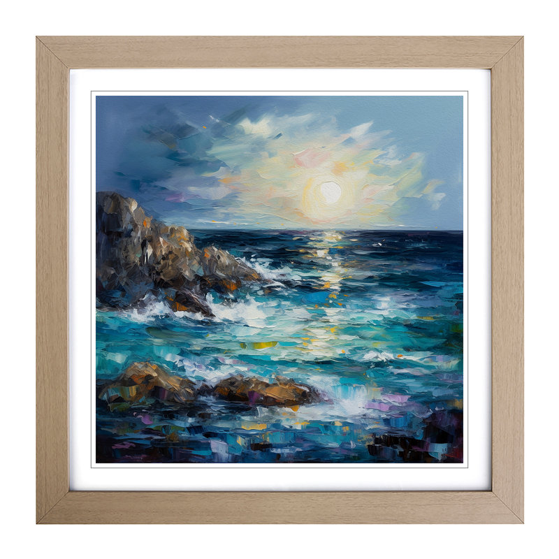 Ocean Palette Knife Painting No.9 - Framed Print, Oak