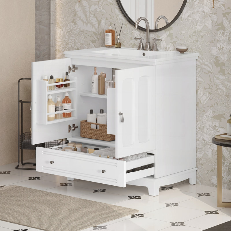 Meuble-lavabo 30 po avec lavabo en céramique, Blanc