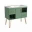 Ensemble de meuble-lavabo 36 po avec lavabo en résine, armoire de salle de bain simple autoportante avec 2 tiroirs et 2 compartiments de rangement, ensemble de meuble-lavabo avec cadre en bois massif,