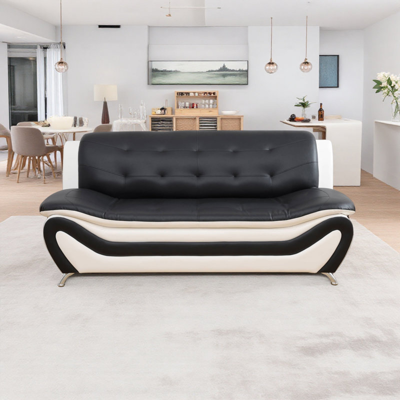 Canapé 3 places 76 po, Noir / Beige