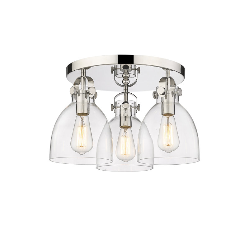 Plafonnier encastré 3 lumières Smeltertown, Nickel poli, Transparent