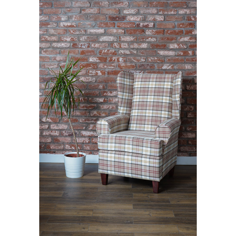 Bartee Wingback Chair, Pink/Brown