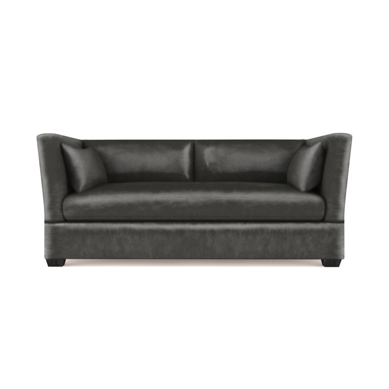 Rivington Flare Square Track-Arm Loveseat, Ebony, Plush Velvet Silver Streak, 31" H x 72" W x 37" D