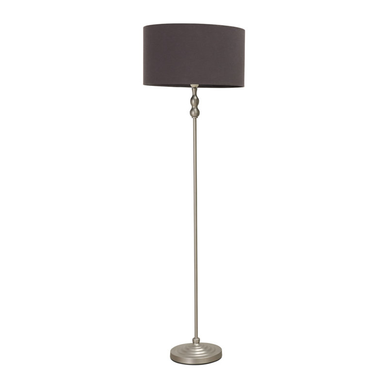 Saylorsburg 151cm Traditional Floor Lamp, Yes, Charcoal, Brush Chrome