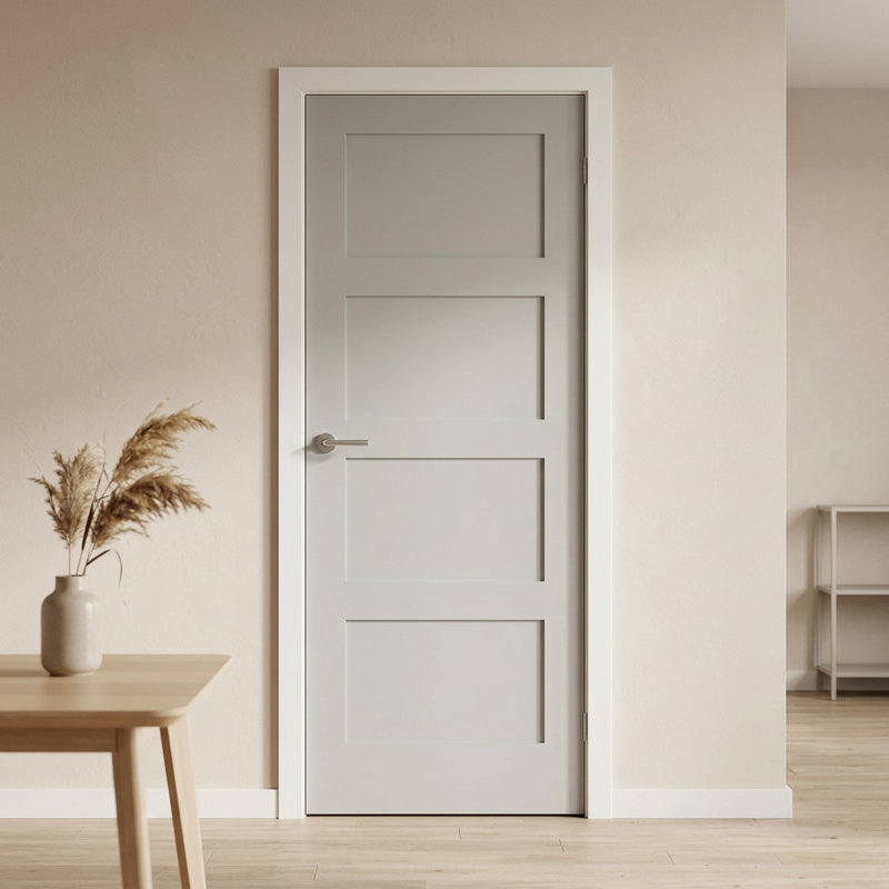 Portes Milette - 4 panneaux shaker avec apprêt blanc | Porte intérieure pleine | Fait au Canada, 30" x 80"