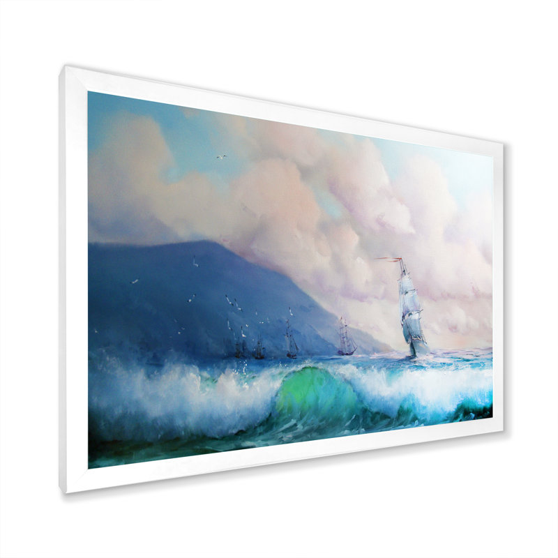 «Old Bataille Sea Ship On Sunset», reproduction d'art sur toile nautique et côtier, H 12 po x l 20 po x P 1 po