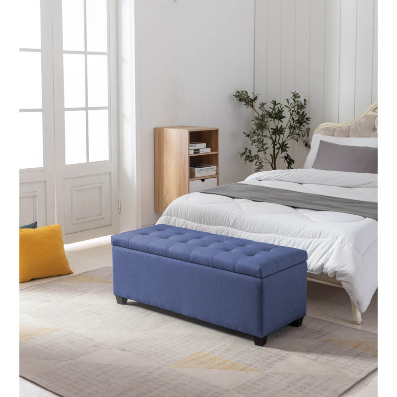 Bacca Fabric Upholstered Storage Bench, Blue