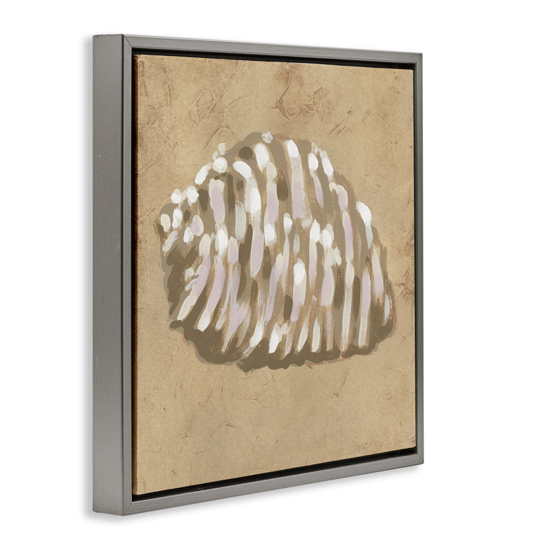 Earth Tone Expressionist Shell Floating Frame, design by June Erica Vess, 25" H x 25" W, Luster Gray Floater Frame
