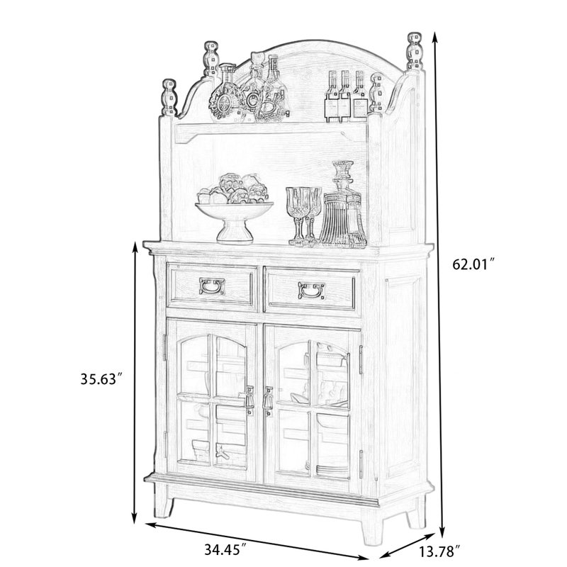 Buffet en cerisier foncé, 62.01"H×34.45"L×13.78"W, Deep-cherry