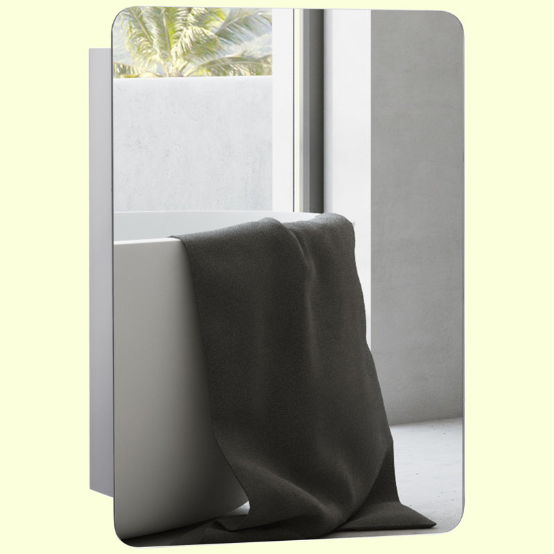 Porte de miroir de salle de bain murale avec tablette de rangement à 3 niveaux, acier inoxydable