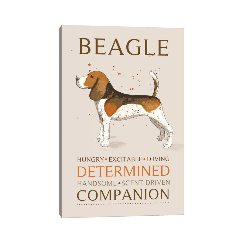 "Beagle" par Michelle Campbell - impression sur toile tendue, H 26 po x l 18 po x 1,5 po