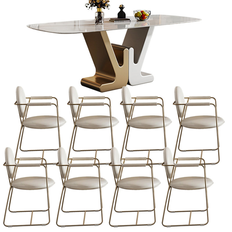 Modern luxury rectangular dining table set