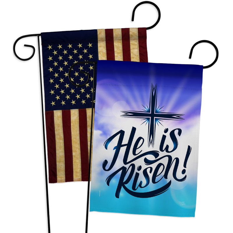 Drapeau de jardin en polyester 18 x 13 po He Is Risen