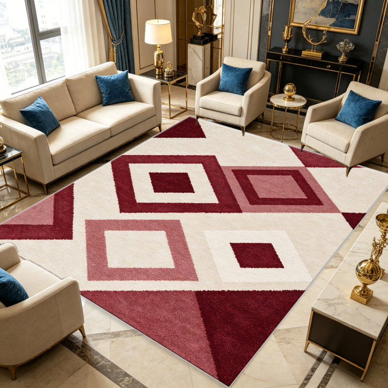 Burgundy Blush Striped carpet-easy to clean, machine-washable, soft and comfortable; suitable for door mats, kitchens, living rooms, bedrooms, corridors, and laundry areas. Easy to clean, durable carpet for home decoration.