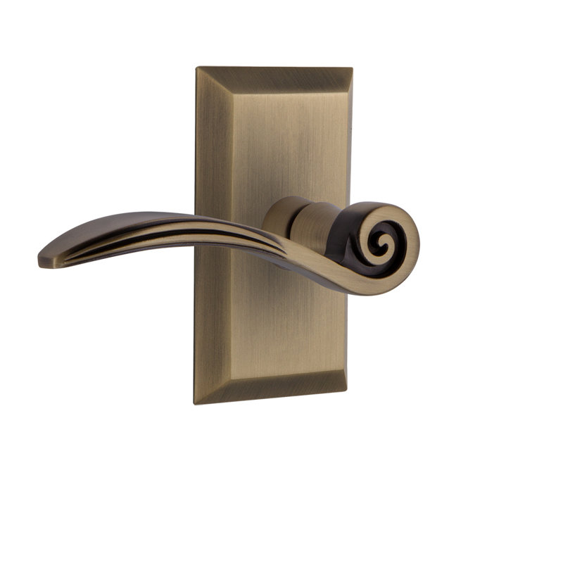Studio Plate Double Dummy with Swan Lever, Antique Brass