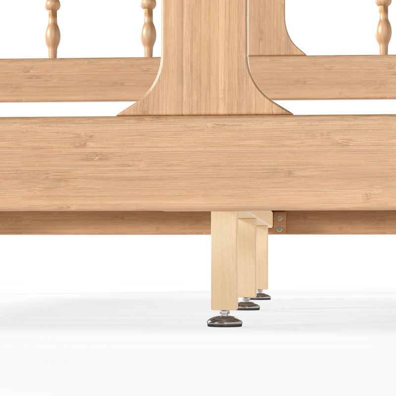 Cadre de lit plateforme en bambou Geometra avec tête de lit carrée découpée pour chambre à coucher, Queen, Naturel