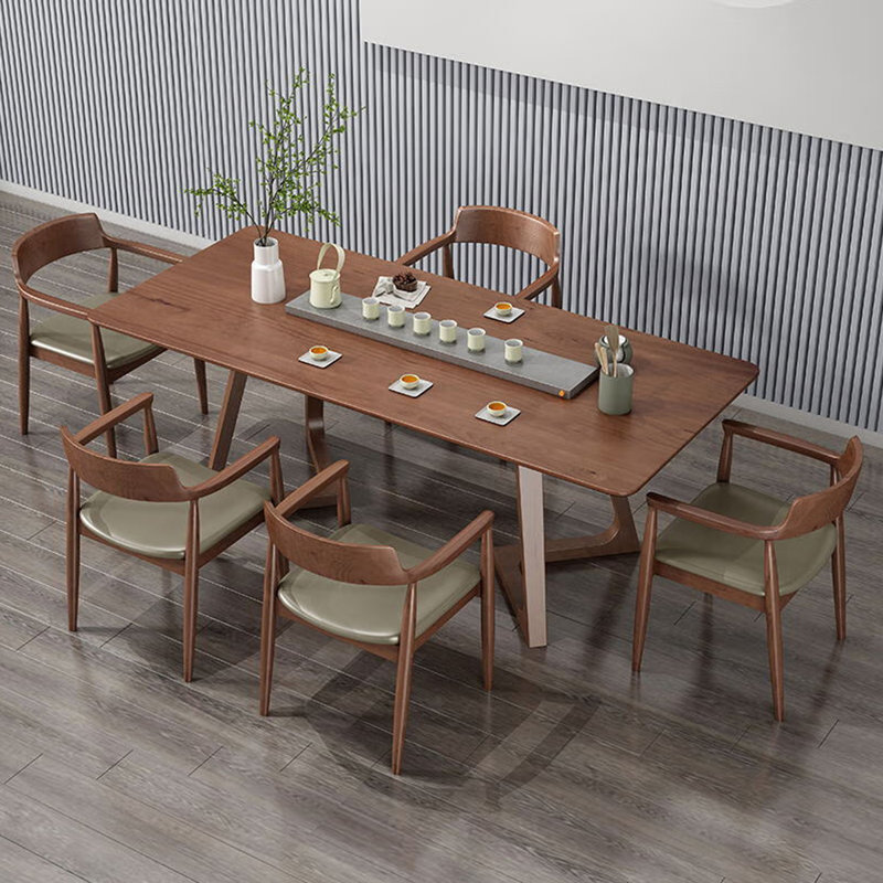 Nordic solid wood simple modern rectangular light luxury dining table, 29.53"H x 62.99"L x 27.56"W