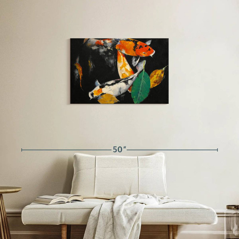 Étang Bramoi Koi la nuit, H 20 po x l 30 po