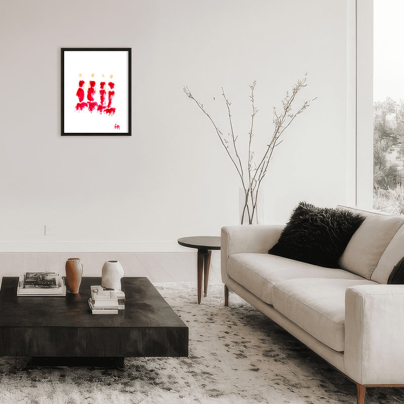 'Red Tulle' Framed Print Wall Art, 30" H x 24" W x 2.375" D, Framed Canvas, Black