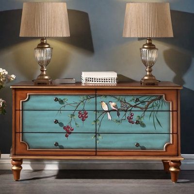 Hand-Painted Rustic 6-Drawer Accent Chest