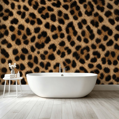 Peel and Stick Wallpaper Wall Mural Luxurious Leopard Print Fabric tactile fabric featuring Wall Art Self Adhesive and Removable