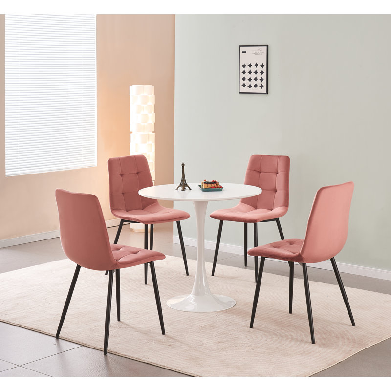 Upholstered Velvet Dining Chair, Pink