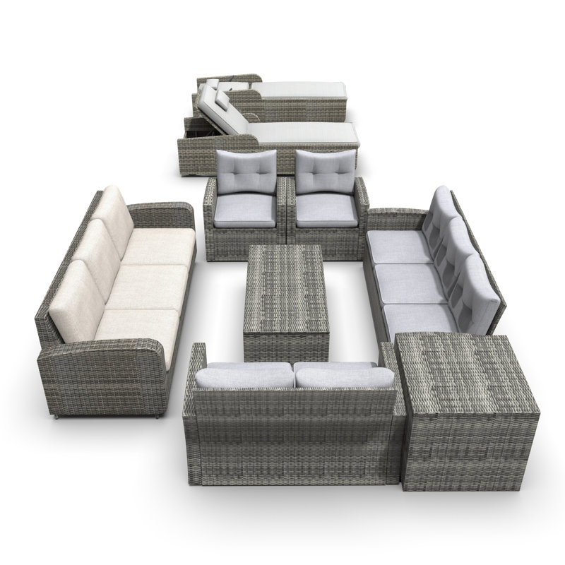 Almanza 12 - Person Patio Conversation Set with Cushions