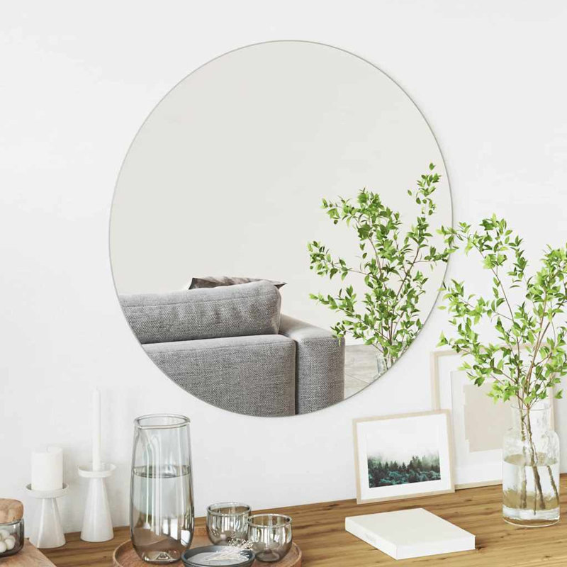  Miroir mural rond 27,56 po en verre trempé, 27,56 po x 27,56 po