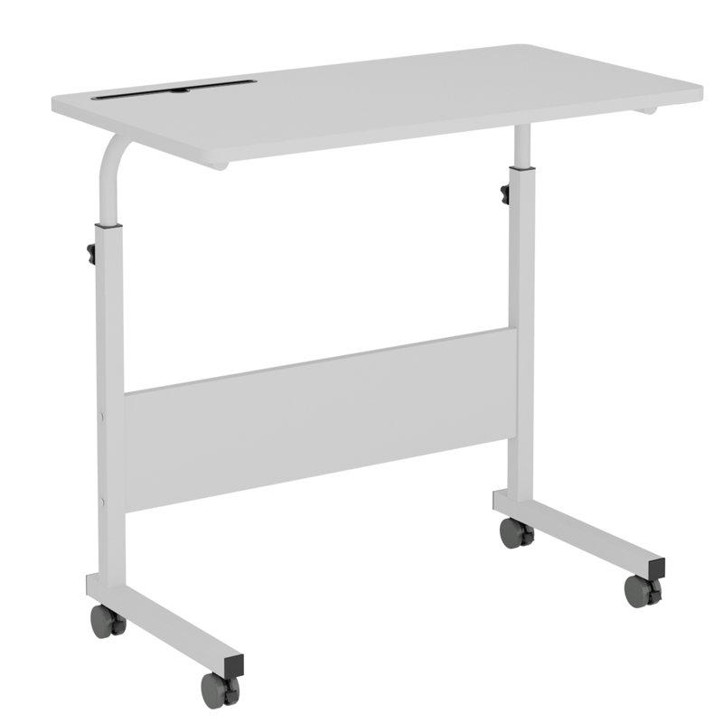 White Adjustable Height Standing Desk with Wheels and MDF Top