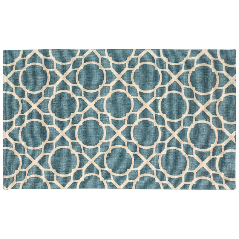 Tapis bleu sarcelle tissé à la main Noosa, Rectangle 5 pi x 7 pi