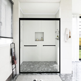 72 In. H Double Sliding Shower Door With Explosion Proof Film