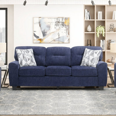 Canapé en chenille durable avec coussins décoratifs gris