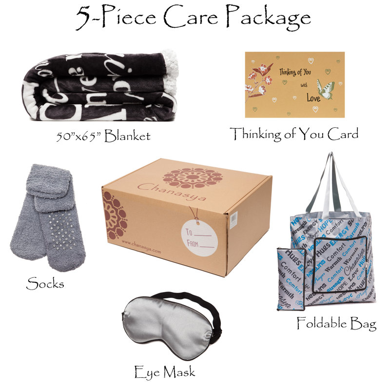 Dark Gray Sherpa and Faux Fur 5-Piece Cozy Gift Set