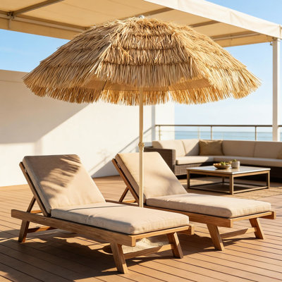 Parasol pour l'extérieur, abat-jour extensible de 72,8 po, protection Upf 30+, cadre stable avec 8 nervures en fibre de verre, base en spirale sable, hauteur réglable de 59 po à 74,8 po, sac de transport portable pour terrasse, ambiance tropicale,