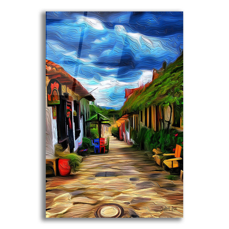Art mural en verre épique «Colombian Steets» par Dante Plata, 12 po x 16 po