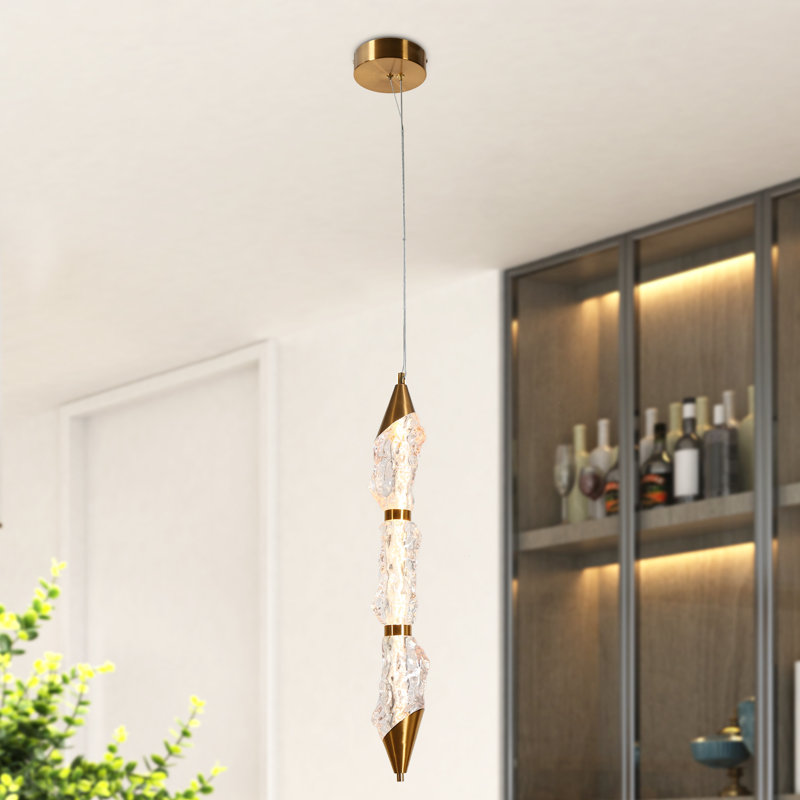  Chantalle 1 - Light 39.9'' H Resin Shade LED Crystal Pendant