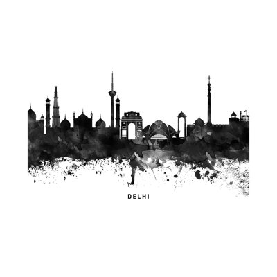 " Delhi Skyline Black And White " by WallDecorAddict